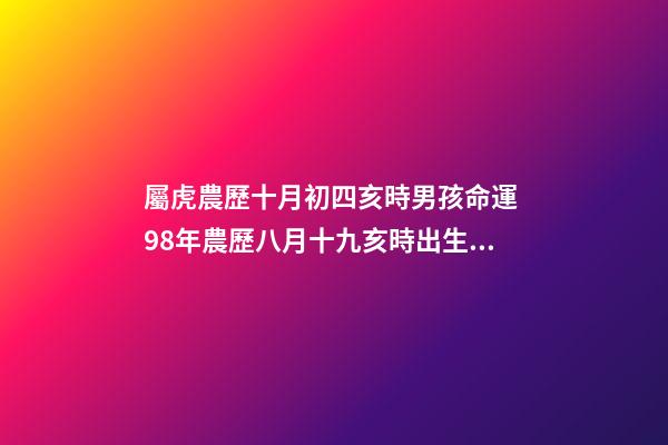 屬虎農歷十月初四亥時男孩命運 98年農歷八月十九亥時出生的男孩是什么命？-第1張-觀點-玄機派